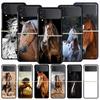 Animal Horse Hard PC Phone Case For Samsung Galaxy Z Flip 7 6 5 4 Black Cover For Galaxy Z Flip 3 Foldable Shell Fundas Capa Bag