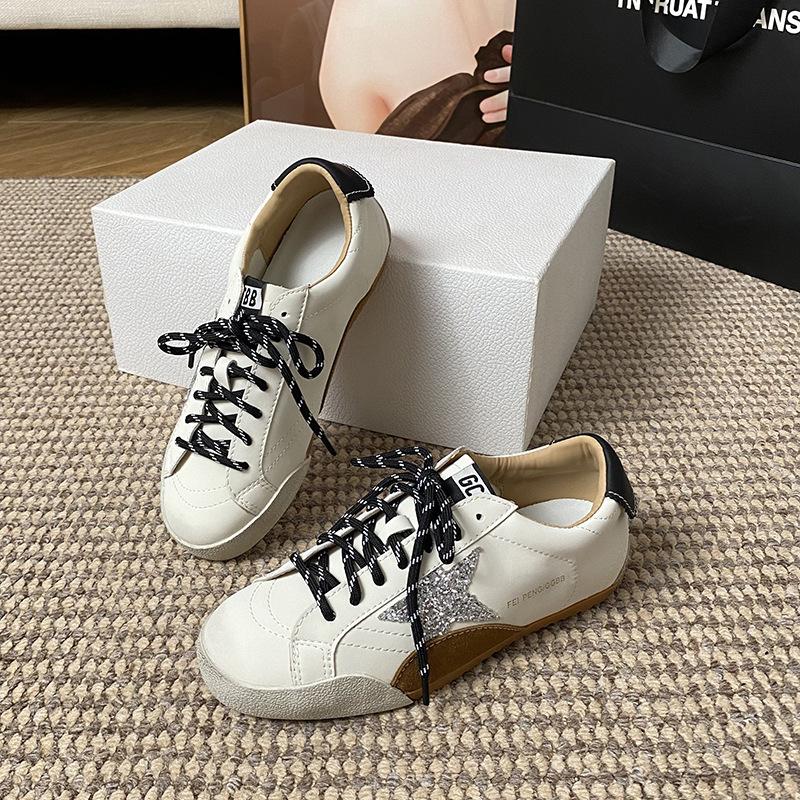 The Same Spot Leather Star Small Dirty Shoes Women's Niche Design Old Versatile Sports Casual Little White Shoes Women's Board Shoes