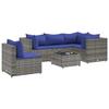 VidaXL Garden Lounge Set 6 Pcs with Cushions Grey Wicker, Outdoor Sofa Set, Garden Corner Sofa, 3308167