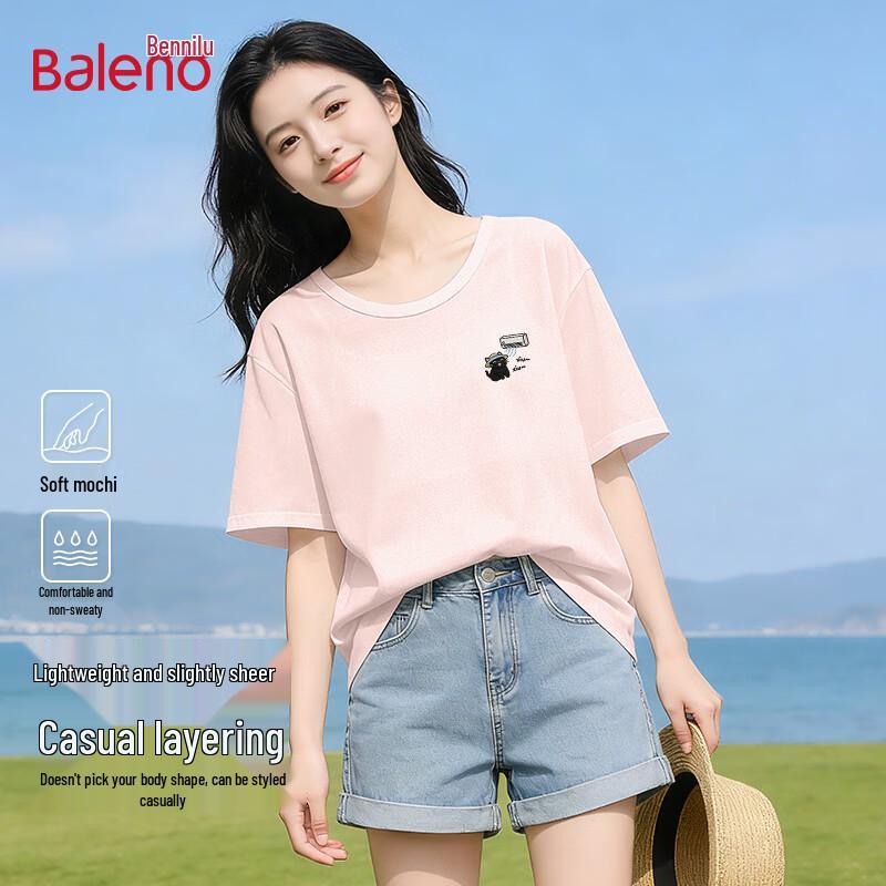 Baleno Women s Micro-Sheer Snowflake Cotton Short Sleeve T-Shirt M