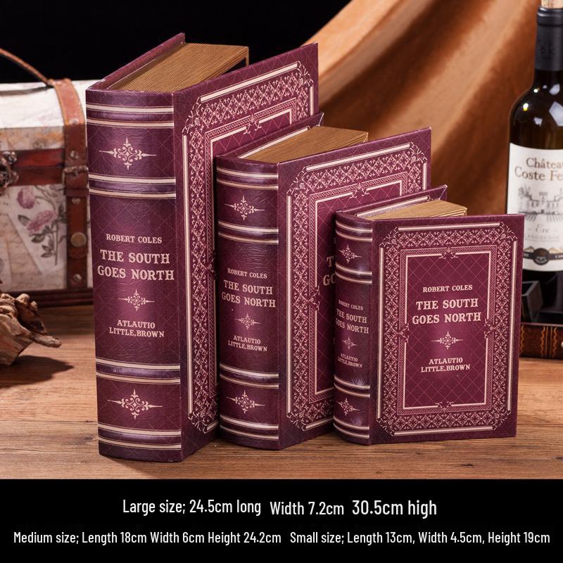 Scaffale per Libri in Legno Retrò Europeo: Ornamenti Vintage e Scatola Decorativa per Libreria