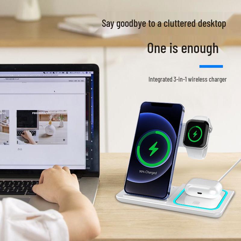 Cross-border Wireless Charger for Apple Mobile Devices: Stand, Vertical, Three-in-One Fast Charging