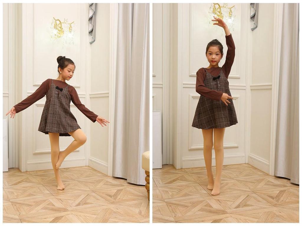 Children's White Velvet 800D Dance Pantyhose - Winter Exercise Socks for Girls