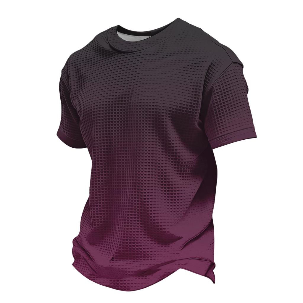 Men's Knit Short Sleeve Shirt, Summer Color Casual Tee, Comfortable Fashion Top