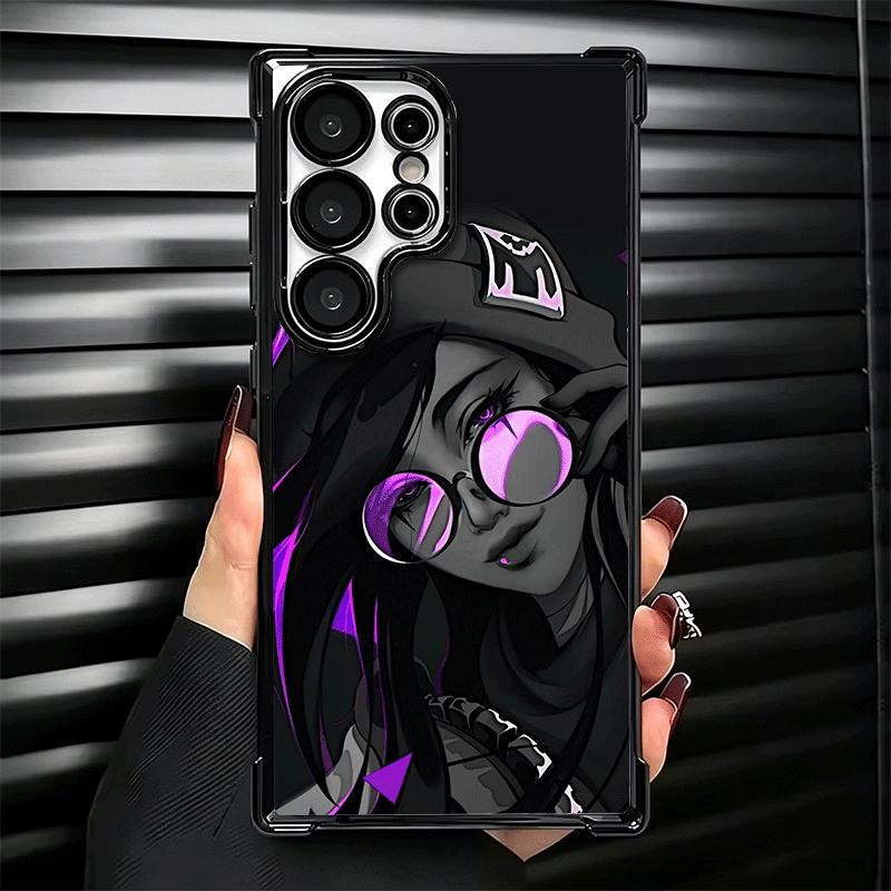 V-Valorant Game Black Cool Soft Phone Case For Samsung Galaxy S26 Ultra S25 Edge S24 FE S23 Plus S22 S21 + S20 Plating Anti-Fall