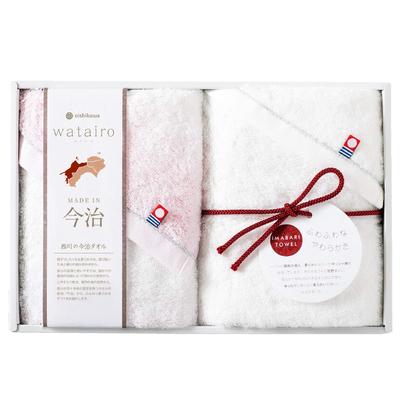Nishikawa Imabari Towel Gift 2 Face Made In Gift Pink Set Towels, 100% Cotton, Fluffy, Japan, Packaging, (TBF2997111P)