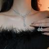 Water Droplets U-shaped Necklace Drop Earrings Two Piece Set Fashion Necklaces Inlaid Rhinestone Jewelry Sets Wedding Gift