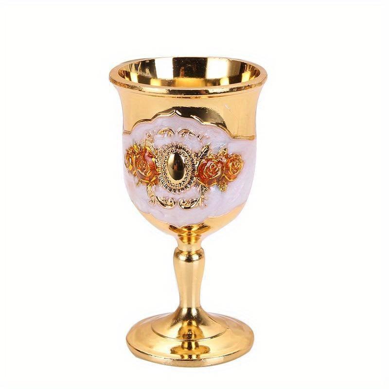 1pc European Style Wine Glass High-grade Liquor Glass Creative Home Metal Liquor Glass Retro Creative Small Pieces