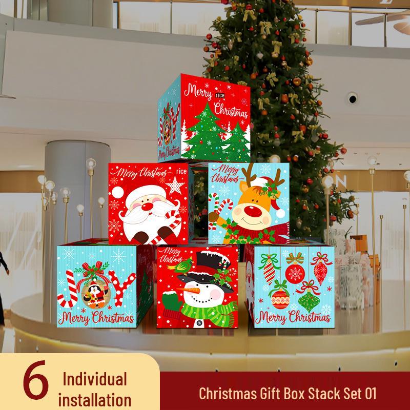 Festive Stacked Gift Boxes for Christmas Window Displays and Decor