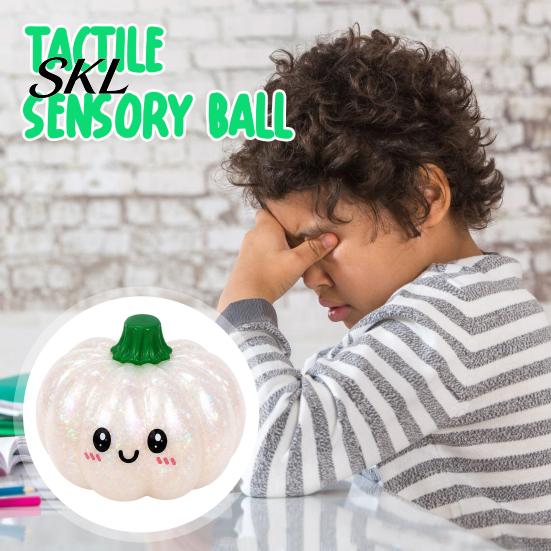 Stress Relief Toy Halloween Pumpkin Squeeze Ball, Soft TPR Golden Glitter Fidget Material for Kids Adults, Slow Rising Decompression Toy, Party