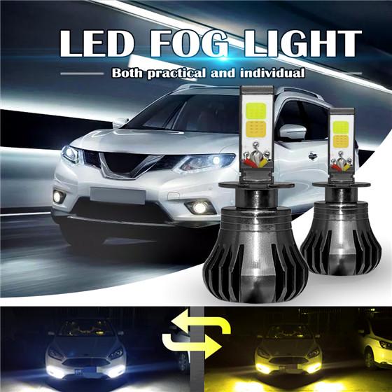2pcs 110W H3 LED Fog Light Bulbs Lamp 6000K White 3000K Amber Yellow Plug & Play 2pcs 110W H3 LED Fog Light Bulbs Lamp 6000K White 3000K Amber Yellow Plug & Play