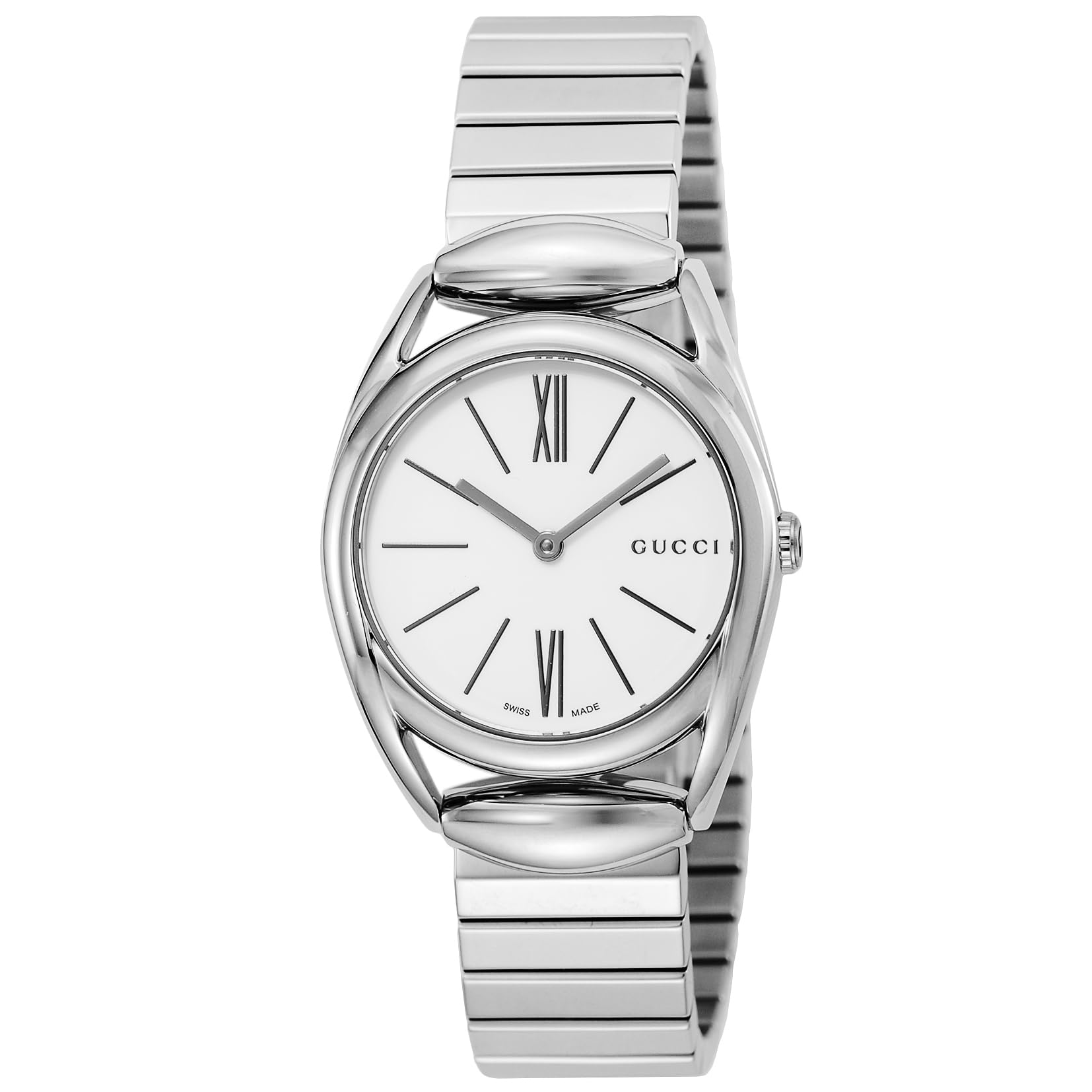 

Horsebit White Stainless Sapphire Swiss Silver [Gucci] Watch, Dial, Steel, Glass, Quartz, 30MM, Watch, YA140505, Women s, [Used]