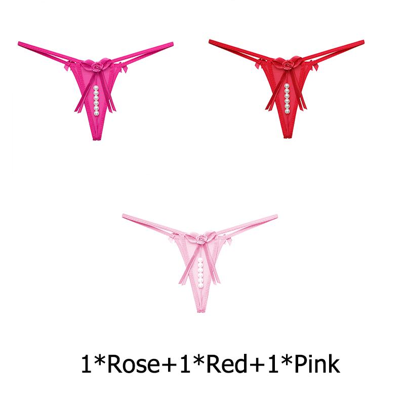 Sexy Bow Beading Lingerie Female Underwear Women's Panties Solid Low Waist G-string Thongs Ladies