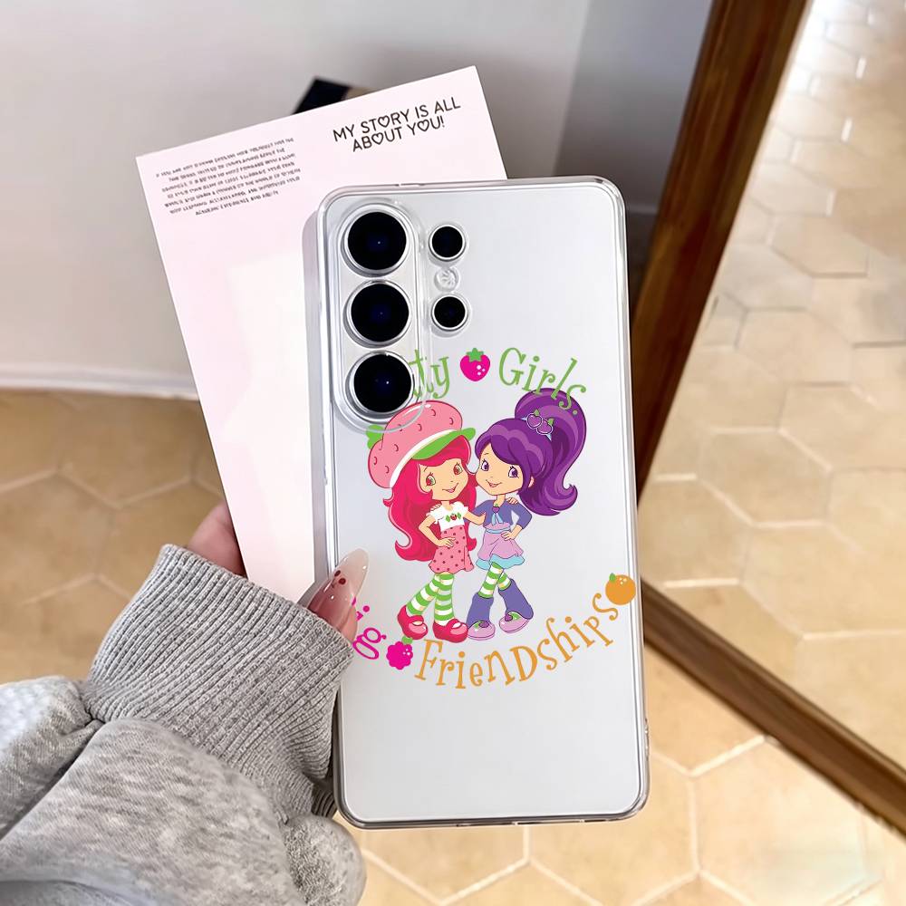 s-Strawberry Shortcake Phone Case For Samsung S25,S24,S21,S22,S23,S30,Ultra,S20,Plus,Fe,Note,10,9,5G Transparent Cover