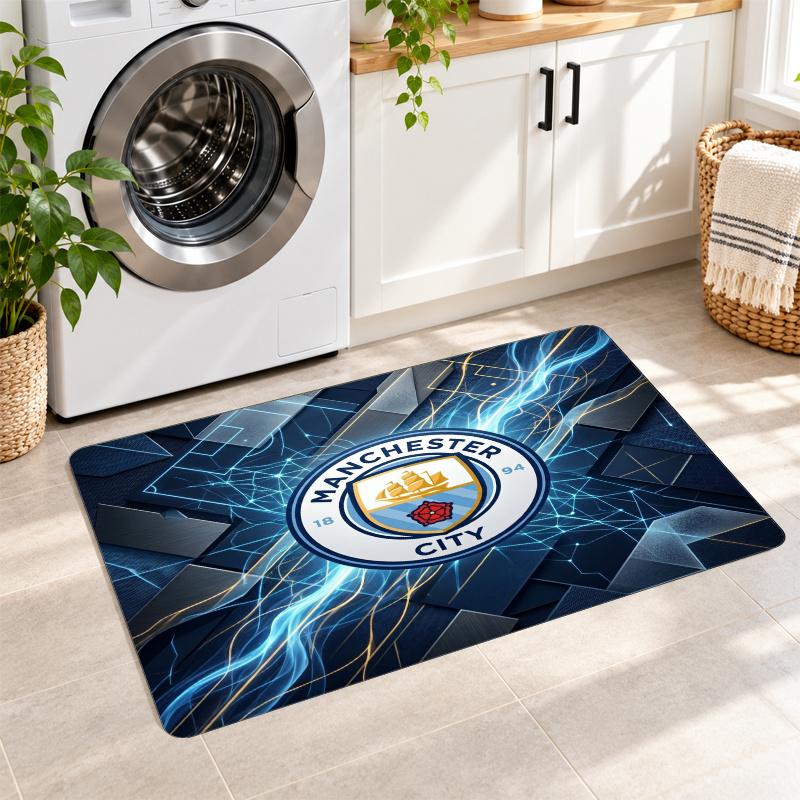 Flannel Kitchen Mat Manchester City Soft Area Rug Non Slip Floor Carpet Home Decoration