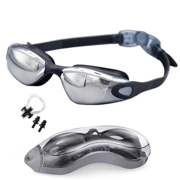 Male and Female Large Frame Plated Anti-Fog UV Protection PC Lens Durable Waterproof Swim Goggles for Adults