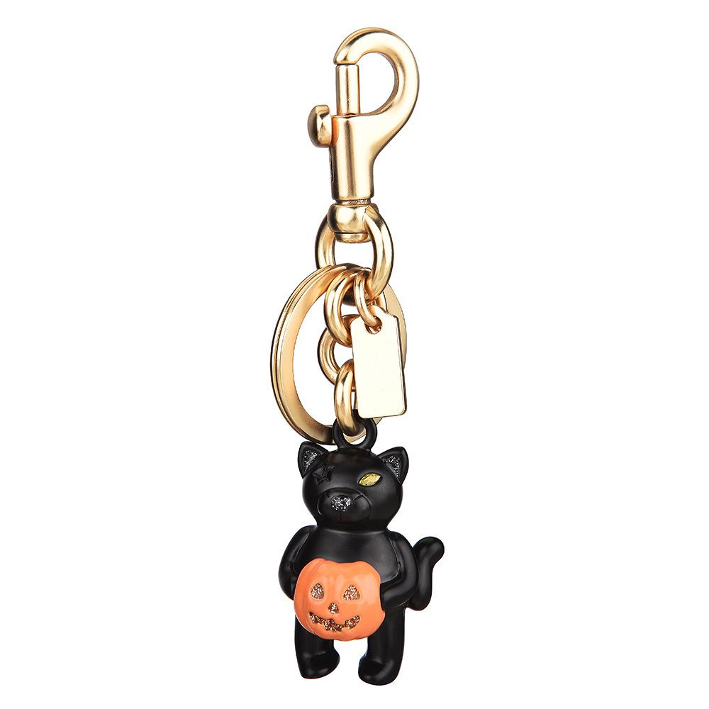 Halloween Black Cat Holding Pumpkin Keychain Cute Oil Dripping Craft Holiday Wind Bag Hanging Personalized Versatile Accessories
