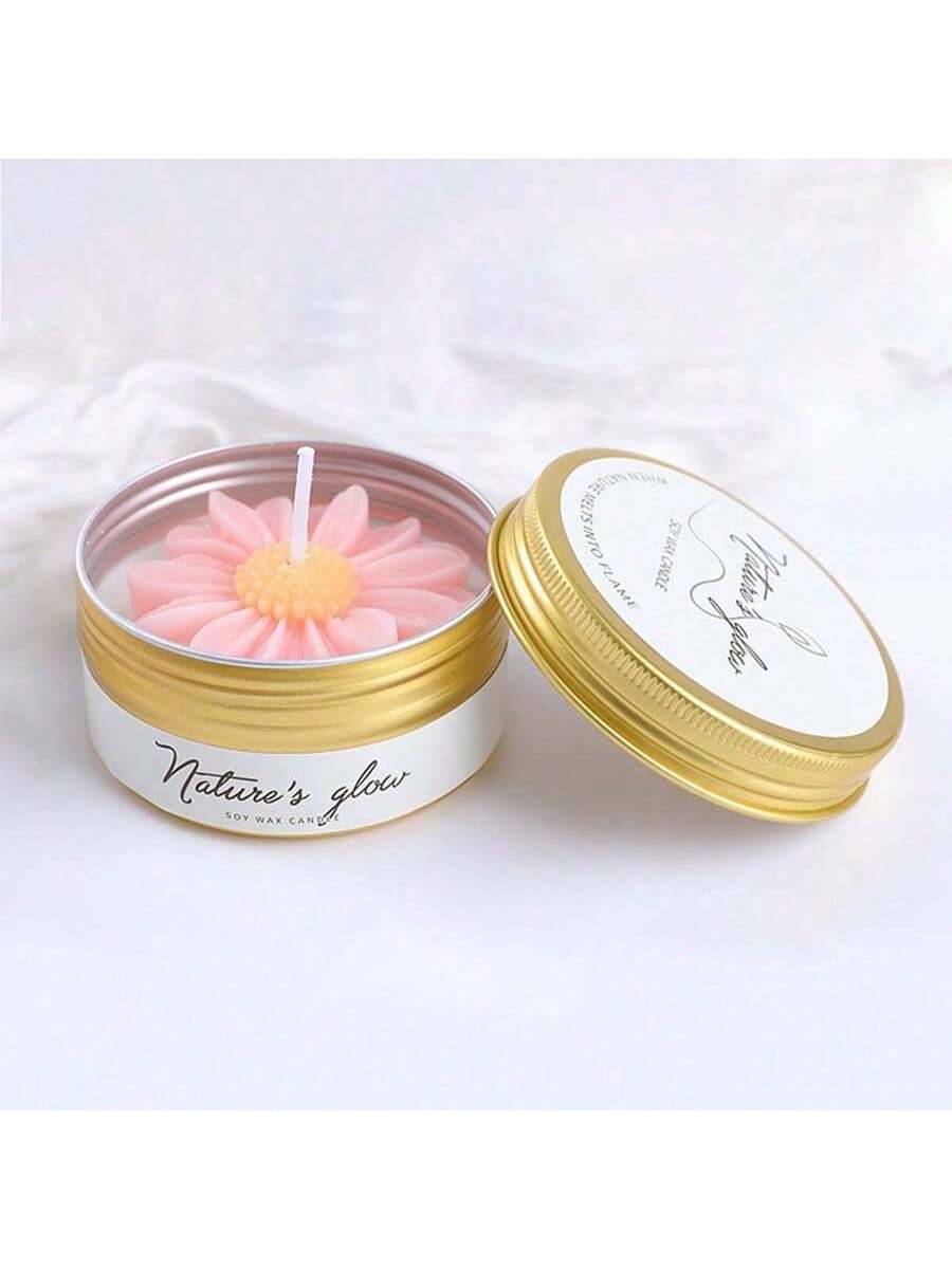 Little Iron Jar Chamomile Scented Candle Smoke-Free Soy Wax Premium Aroma Candle Elegant Gift розовый
