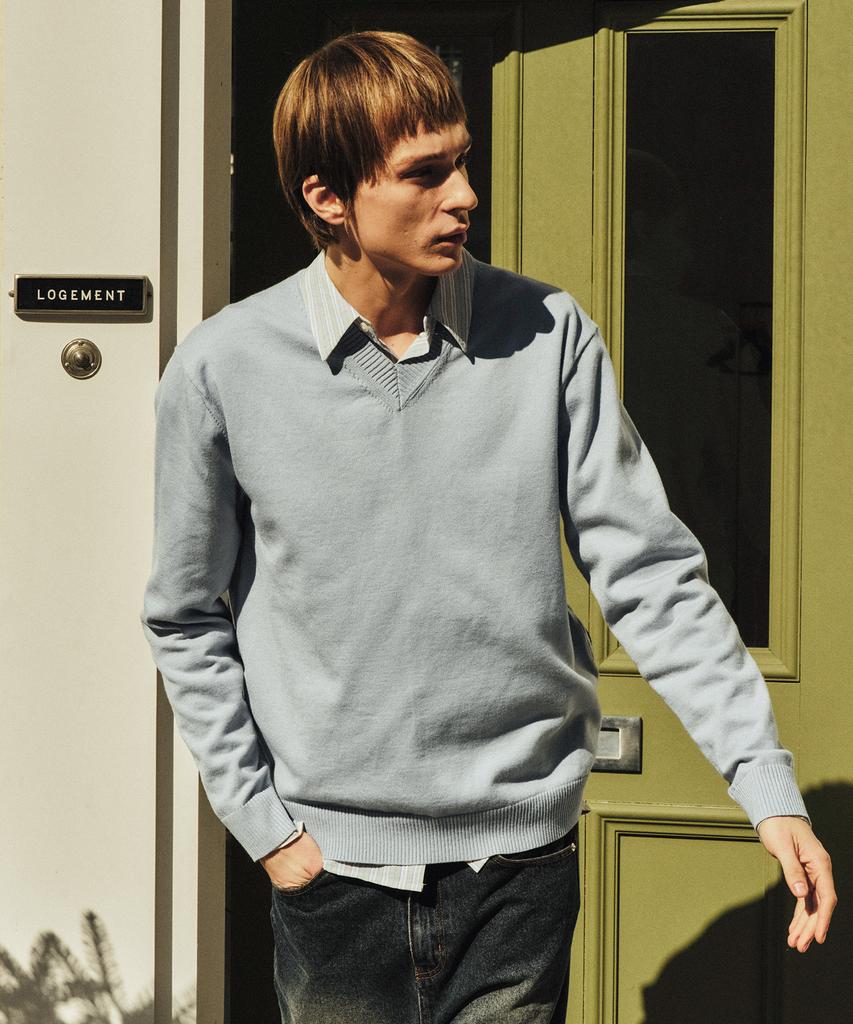 Wednesday Oasis Always Washable V-Neck Knit_Sky Blue(Wc25-Kn01)