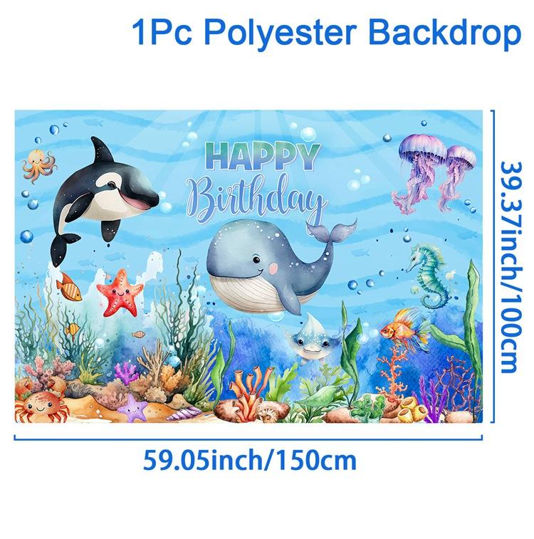Under The Sea Summer Ocean Theme Birthday Party Decor Kids Boy Background Cute Dolphin Starfish Decoration Event Banner Props