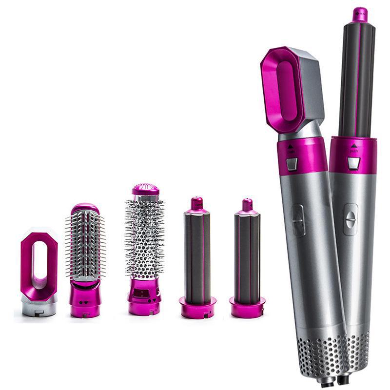 5-in-1 Hot Air Comb: Automatic Hair Straightener, Dual-Purpose Leafless Hair Dryer, Styler, and Curling Iron.