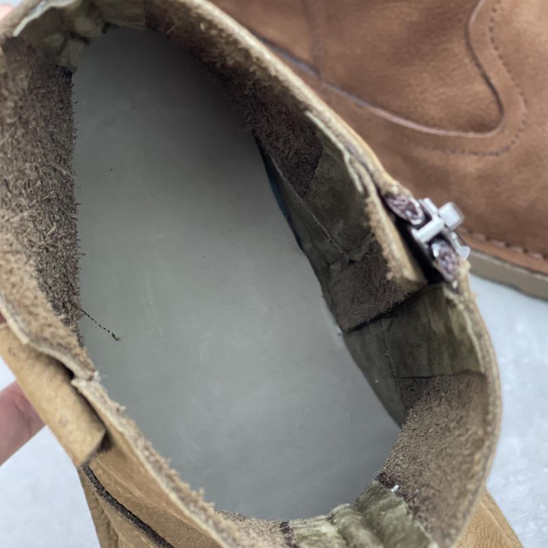 Johnature Retro Ręcznie Robione Skórzane Botki z Okrągłym Noskiem Proste Miękkie Skórzane Damskie Botki