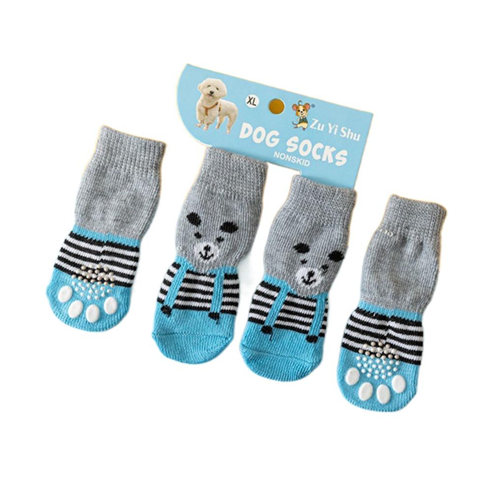 4Pcs Non-Slip Dog Boots Dustproof Pet Socks Portable Dog Paw Protection Foot Covers  for Puppy