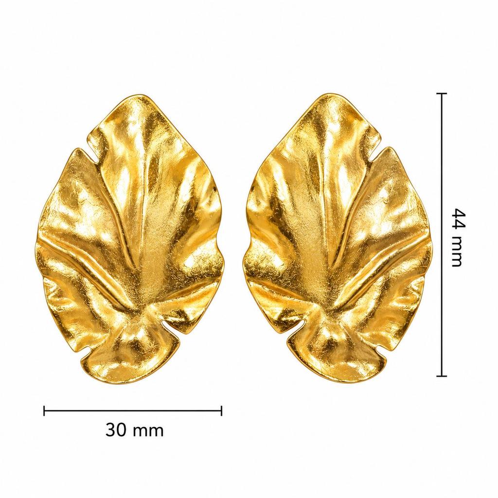Stylish Gold Leaf Design Earrings - High-End Stainless Steel Studs & Dangles