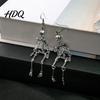 Skull Dangle Jewelry 1 Pair Halloween Earrings, Spooky Gothic Skeleton Cool Punk Earrings Drop Articulated for Women Dark Aesthetic