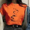 Funny Heart Coffee Print Round Neck Short Sleeve Shirt Personalized Creative Coffee Casual Women's T-Shirt Clothing