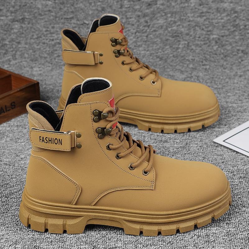 New Fashion Autumn And Winter Men's High Top Martin Boots Students Male Boys Trending Soft Sole Work Shoes Labor Protection Martin Sneakers