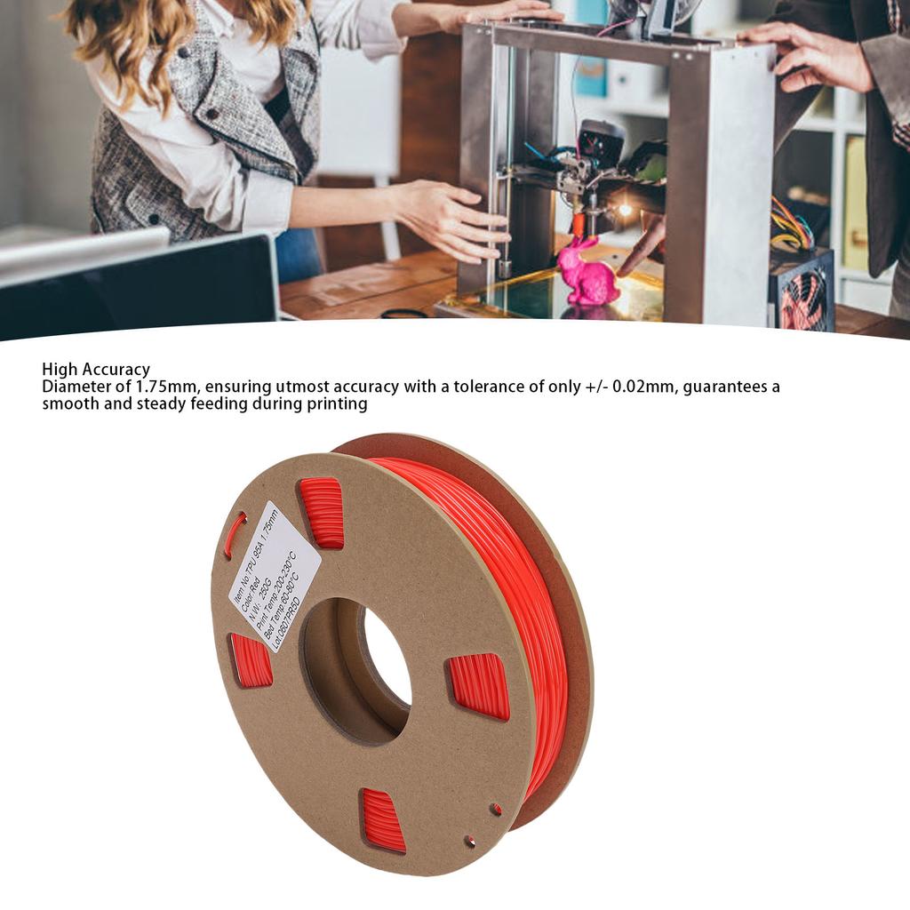 95A TPU 3D Printer Filament 0.02mm Accuracy 250g 1.75mm TPU Flexible High Elasticity Printer Filament Replacement