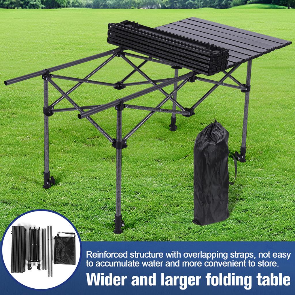 Outdoor Folding Table with Carrying Bag Aluminum Picnic Desk Adjustable Ultralight Dinner Desk for Picnic Camping Trip Beach BBQ