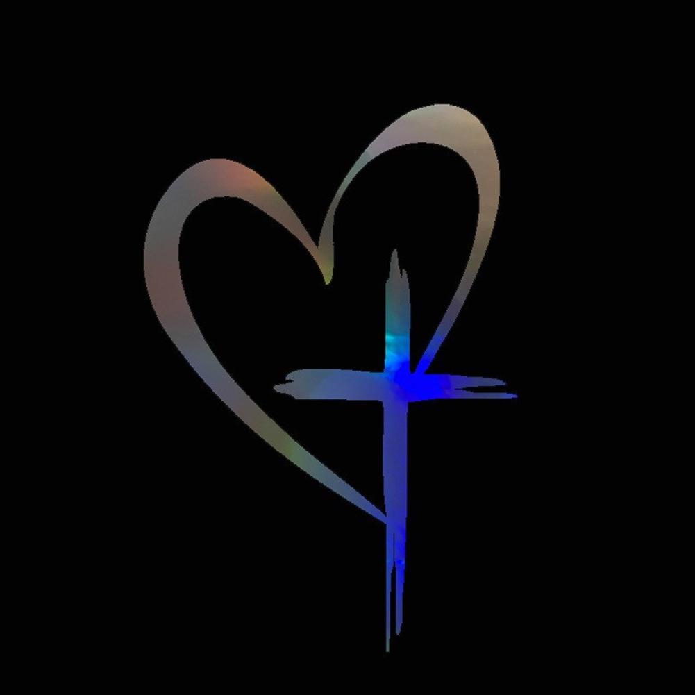 Love Heart Cross Design Car Styling Sticker Waterproof Removable Decal for Rear Window & Bumper Auto Body Art Decoration