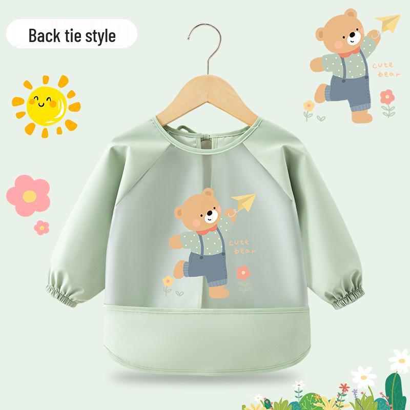 

Kids Waterproof Long-Sleeve Bib Coveralls - Anti-Stain, Reverse-Wear Protective Apron Size 90 for Up to 1 year, 90cm Height