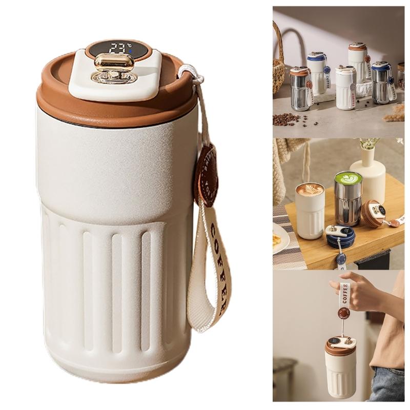 450ml Leak-Proof Temperature Display Coffee Cup with Lid for Coffee Teas Beer