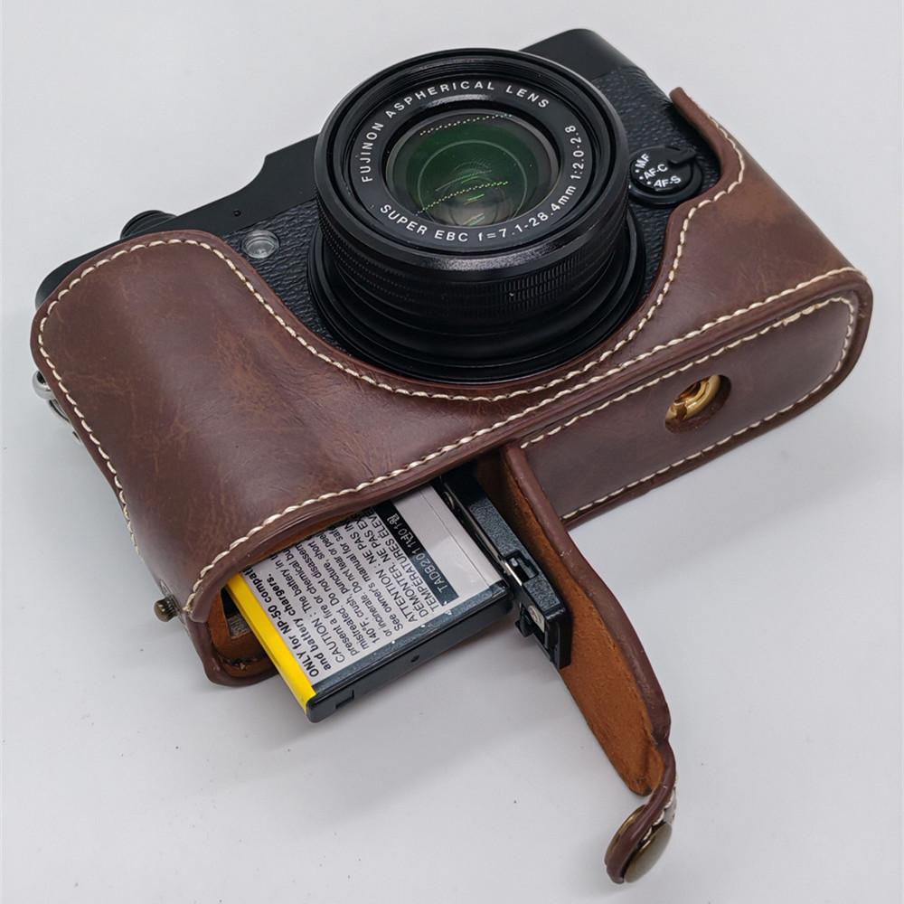 PU Leather Camera Half Case For Fujifilm X10 X20 Fuji X10 X20 Protective Base Bottom Battery Opening Cover