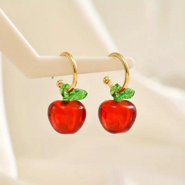 Korean Sweet Cute Strawberry Ribbon Bowknot Drop Earrings for Women Cute Fruit Cake Cup Dangle Earring Girls Lovely Zircon Gift