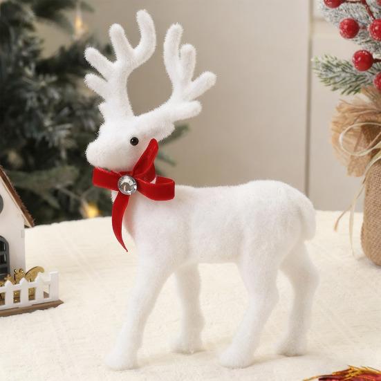 Christmas Ornament Bowknot Decor Reindeer Holiday White Figurine Table Centerpieces Christmas Decoration