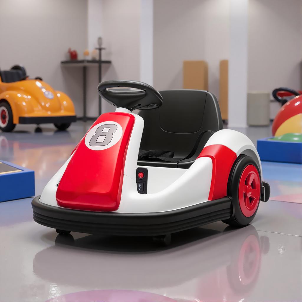 Kinder-Stoßauto 6V, 360° Drehung, elektrisches Kinder-Stoßauto mit Doppelmotor, Musik und Hupe