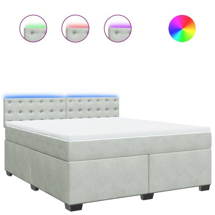VidaXL Slat Bed Base and Mattress Light Grey 180x200cm Velvet 3288690