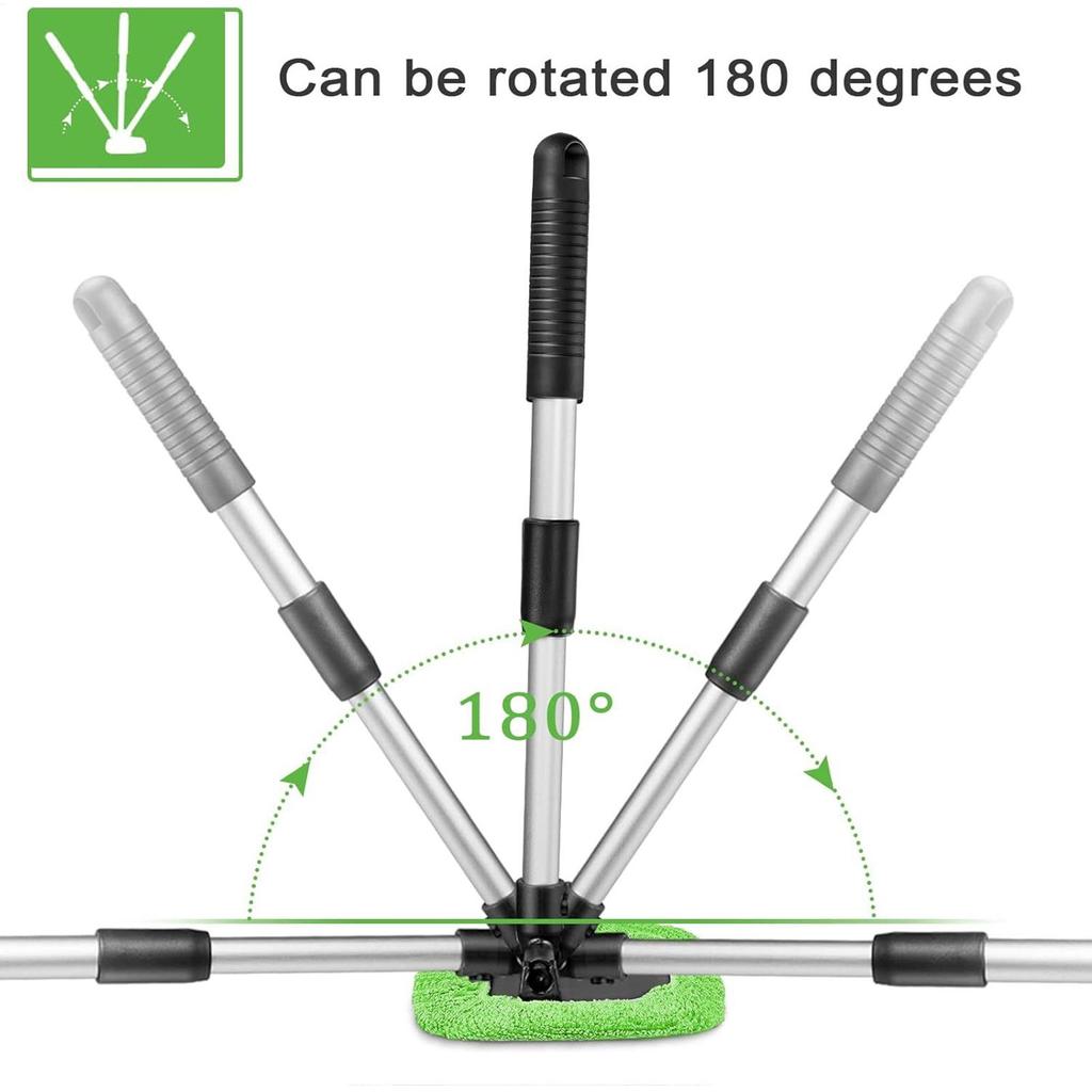 Windshield Cleaning Tool Telescoping Pole Microfiber Cloth Windshield Cleaning Tool Glass Brush for Shower Room Bathroom
