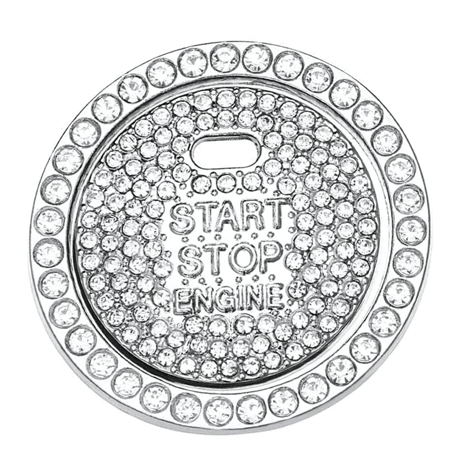 

Кольцо кнопки запуска двигателя Yandong Универсальная накладка на кнопку со стразами с двусторонним скотчем Автоаксессуары Простая установка (Серебряный) серебряный