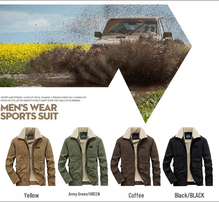 Men's Cross-Border Corduroy Lapel Jacket - Autumn/Winter Trendy Thickened Casual Coat