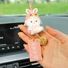 Cute Lucky Rabbit Car Pendant Amulet Blessing Rearview Mirror Hanging Alloy Key Bag Car Ornament Decor Couple Gift Xmas New Year