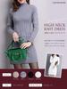 Rentamente Knit Long High One Size Fits Most Women's Dress, Sleeve, Neck, Mini, (Beige)