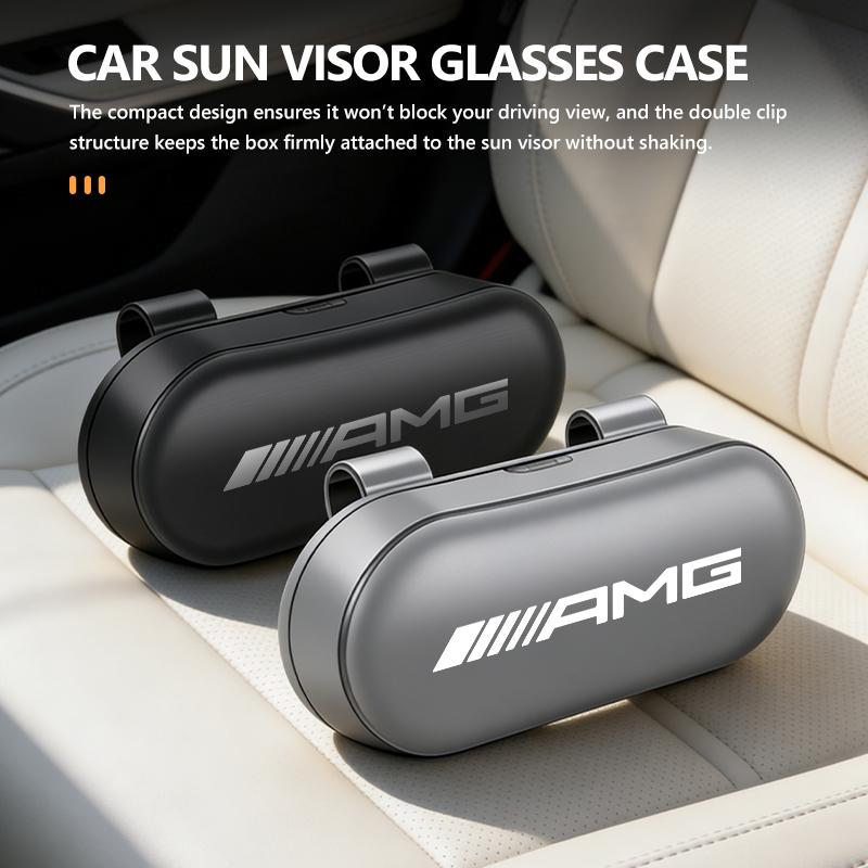 For AMG Car Visor Sunglasses Glasses Case Glasses Holder Clip Box Mercedes Benz Exclusive C200 C260 C300 W202 W203 W204 W205 GLC