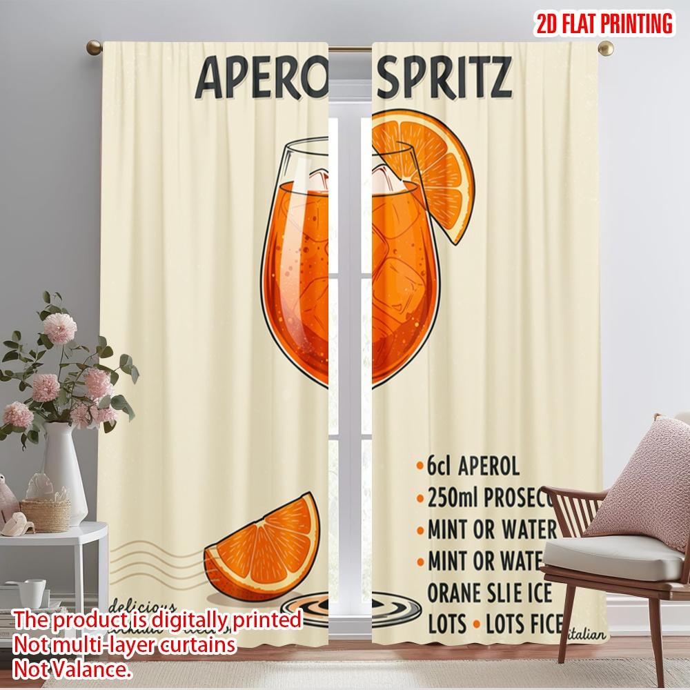 

2pcs 2D flat printing Curtain Aperol Spritz Cocktail_a 100% Polyester Without Electricity Birthday Party Use for Holiday Decor 52.50×116.00 CM 2pcs