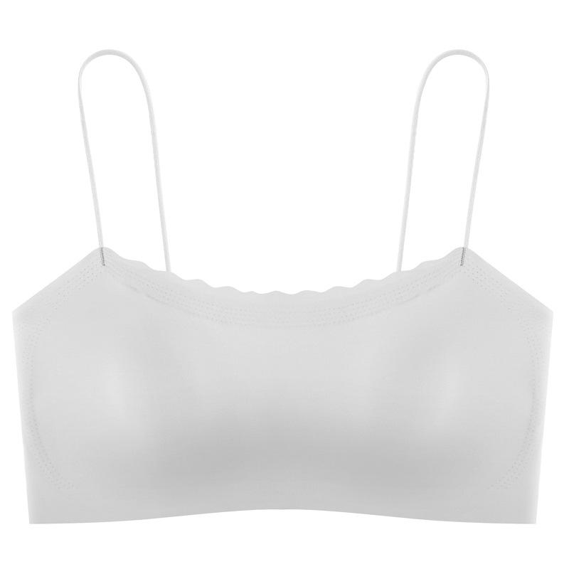 Summer thin shoulder straps seamless underwear women's tube top bra without steel ring small chest gathered smooth fixed cup bra breathable
