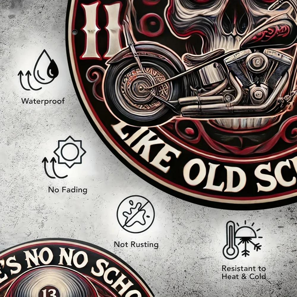 Vintage Skull and Motorcycle Metal Sign. Aluminum Wall Art, Durable Novelty Decor for Garden, Bar, Office, Holiday Decorations.